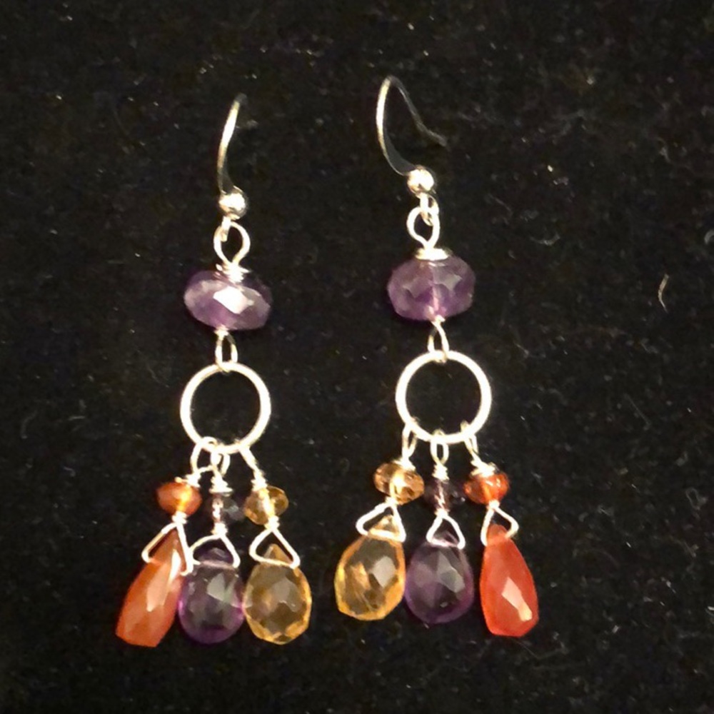Multi gem drop earrings